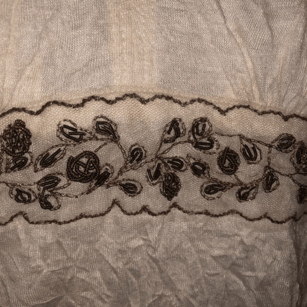 White Tank Top With Embellished Rhinestone Belting & V Neck, Sz Medium, Karen Ka - Picture 7 of 8